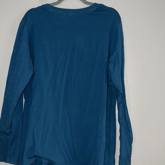 Cloud 9 dark teal blue long sleeve t-shirt longer style with a scoop neck - Picture 6 of 6